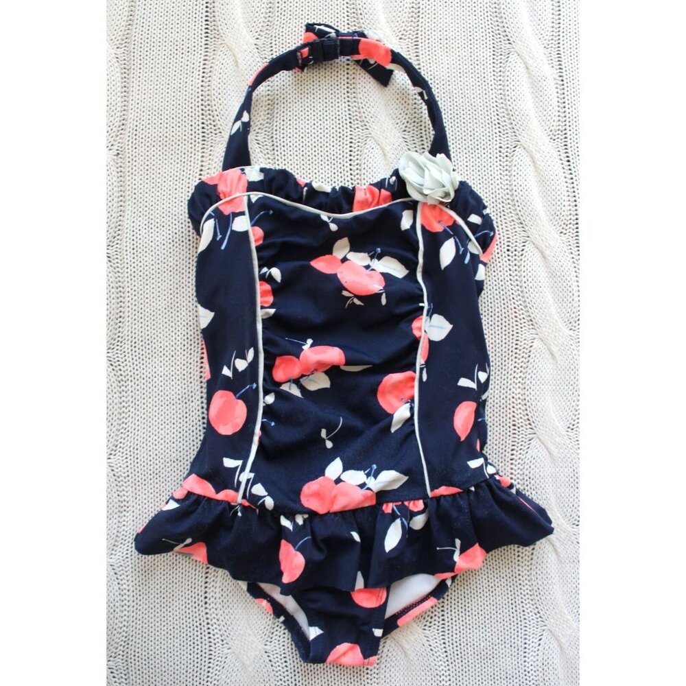 JANIE AND JACK PLAY CONDITION Cherry Ruffled One Piece Swimsuit, Size 3T
